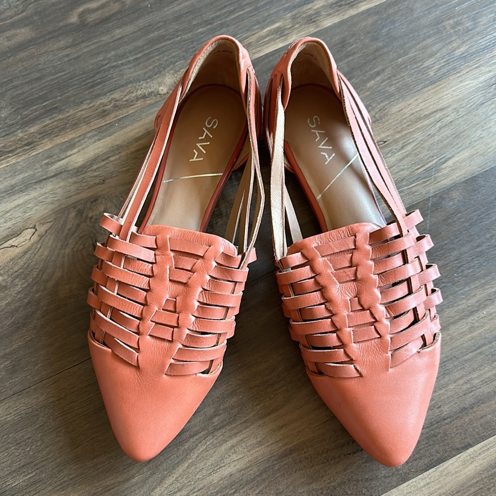 Sava Lola Coral Leather Woven Sandal